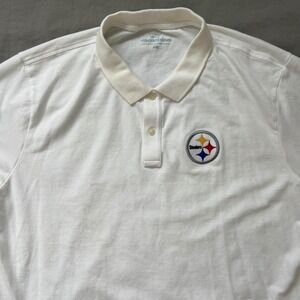 Pittsburgh Steelers Polo Shirt Men's XXL White Cotton Bend Vineyard Vines‎ NFL